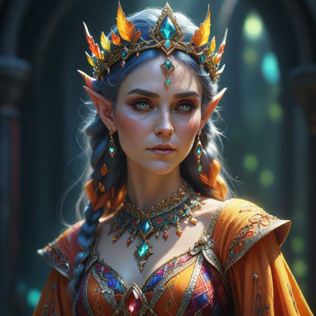 Elf Queen Portrait in Hyperrealistic Digital Art
