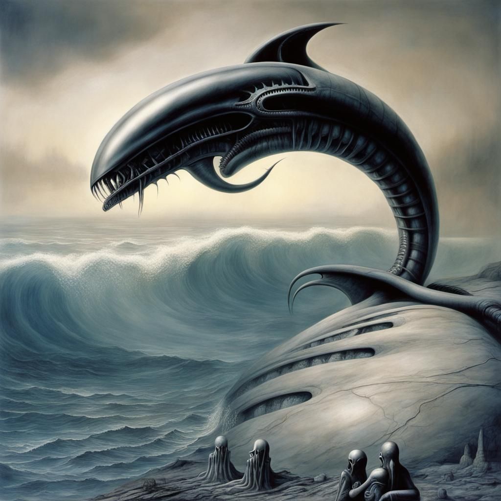 Biomechanical Dolphin in Giger Style