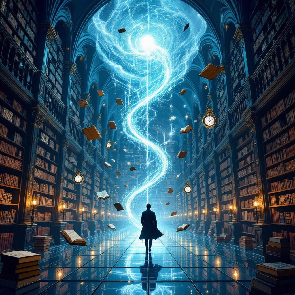 Enchanted Infinite Library Portal Digital Matte Painting