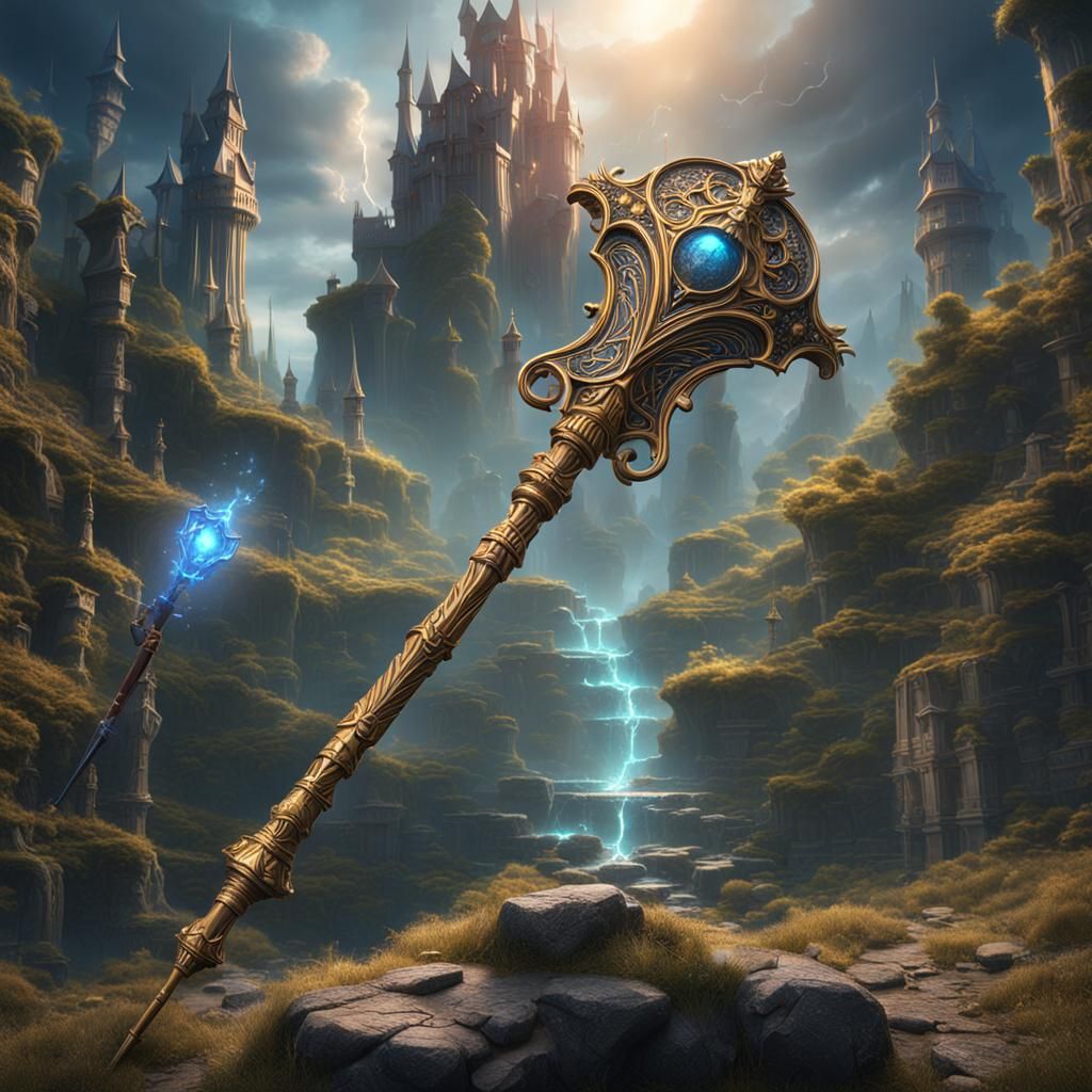 Magical Telekinetic Wand in Detailed Fantasy Art