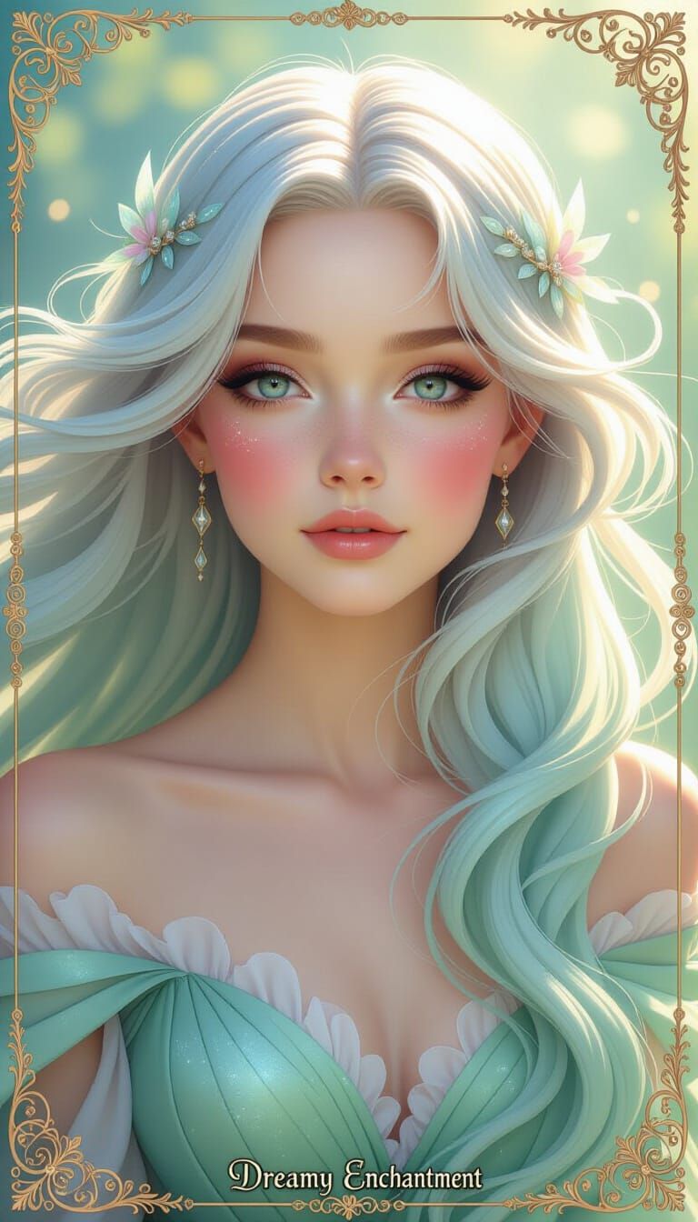 Ethereal Fairy Woman with Flowing Hair and Watercolor Wings