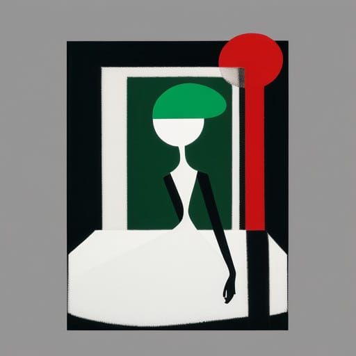 Elegant Woman in Minimalist, Geometric Setting