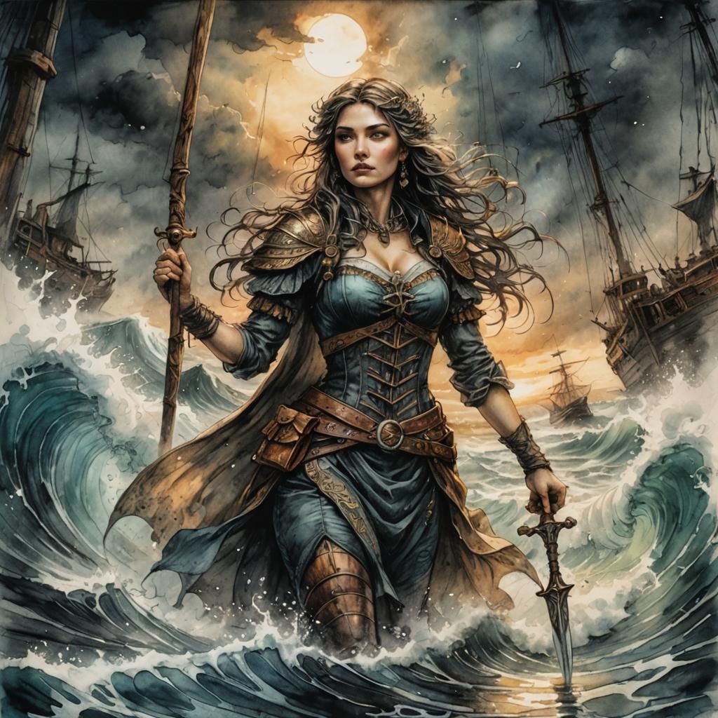 Sailor's Peril: Rowboat Against Giant Waves