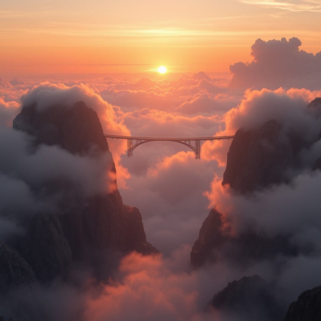 Cloud Bridge at Sunrise: A Digital Matte Painting