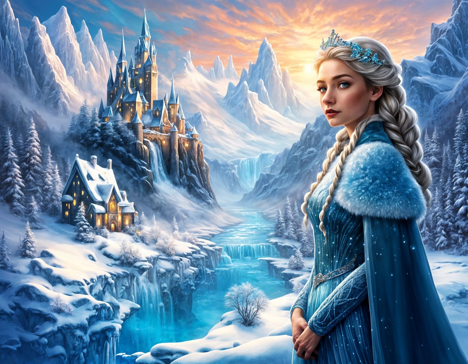 Ethereal Winter Kingdom Under Icy Northern Lights