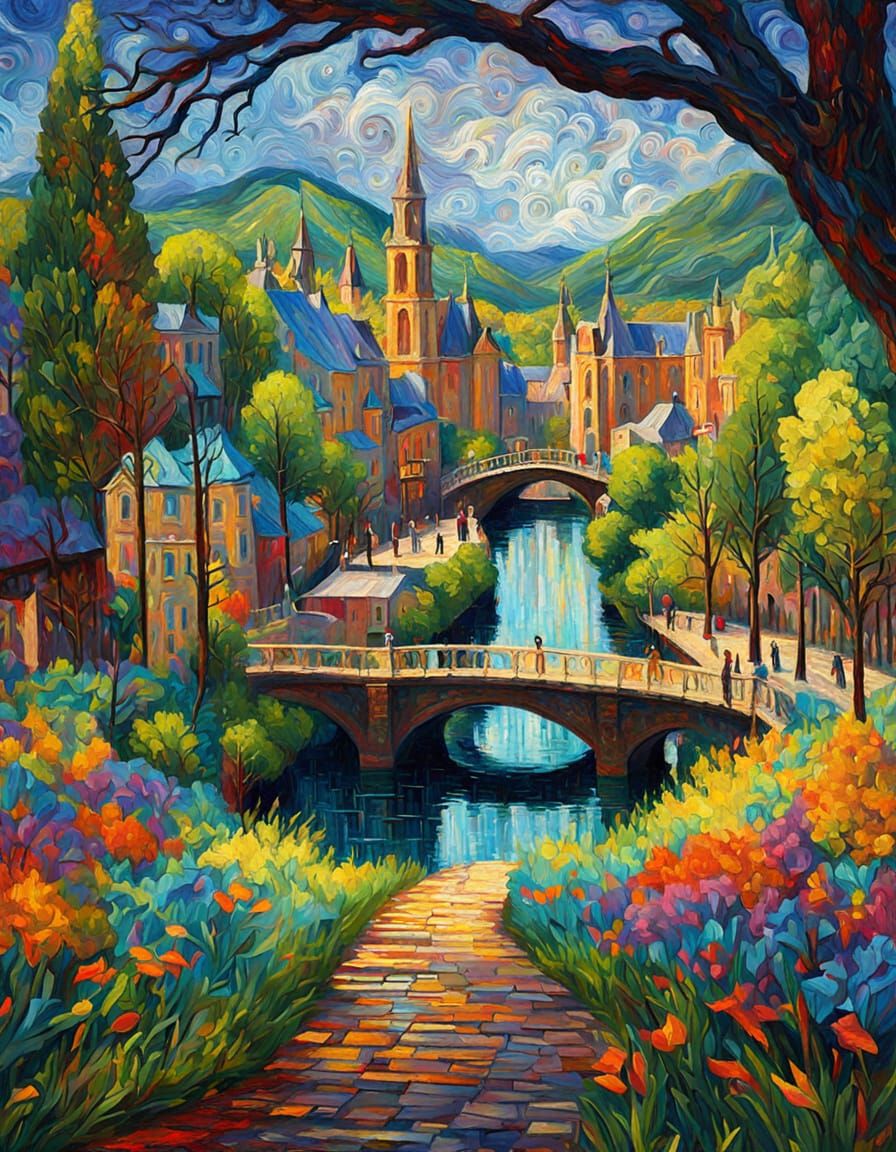 Colorful Textured Digital Painting in Expressionist Style