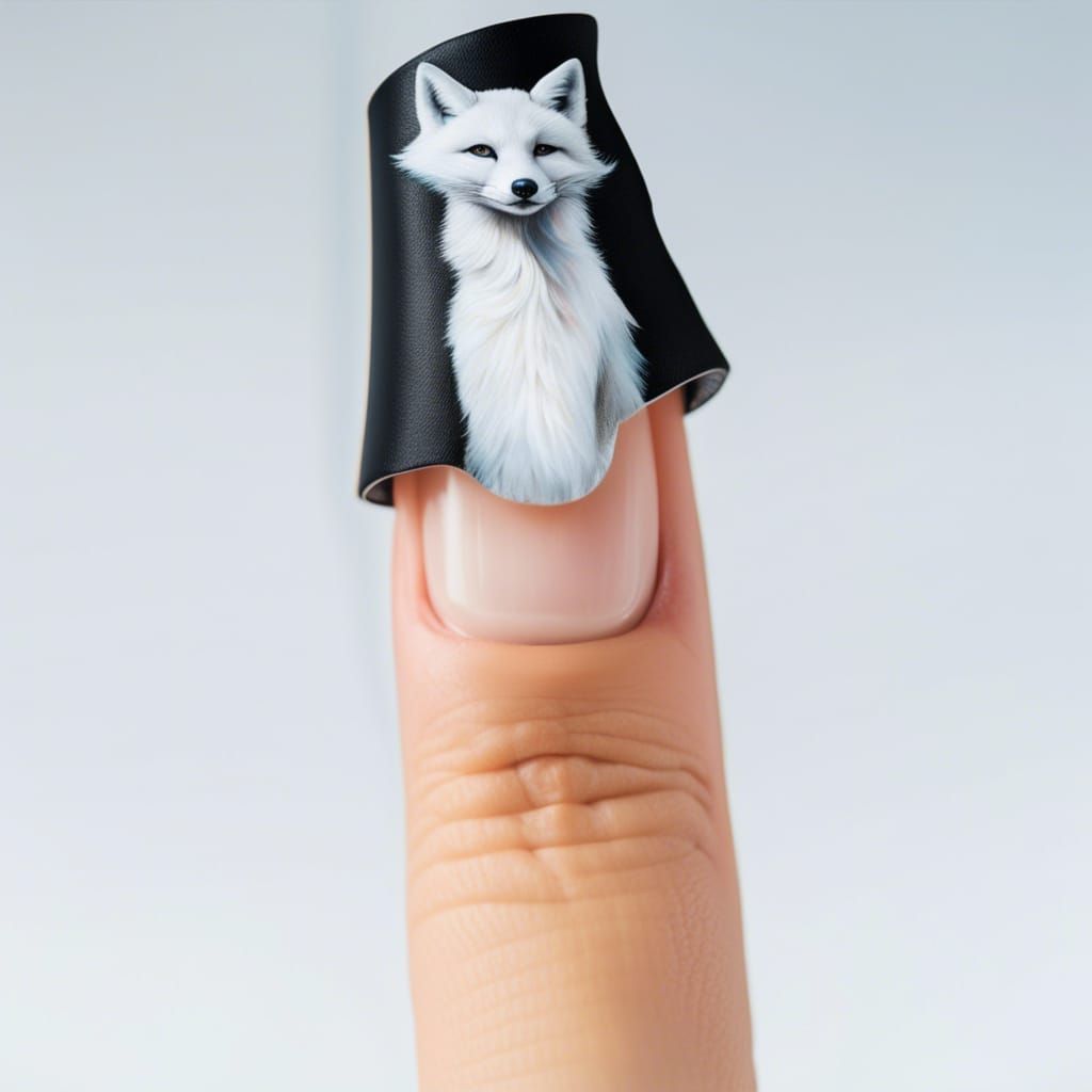 White Fox Finger Puppet, Digital Art