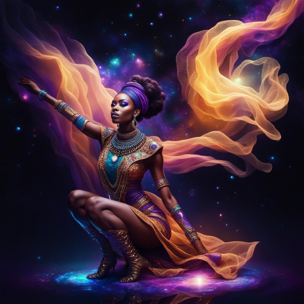 Woman in Nebula: Hyperrealistic Sci-Fi Portrait