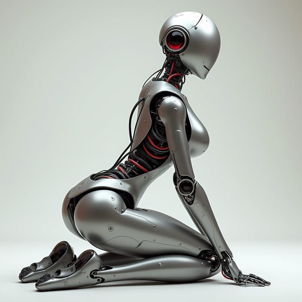 Sleek Robot in Confident Pose, Masterclass in Cable Manageme...