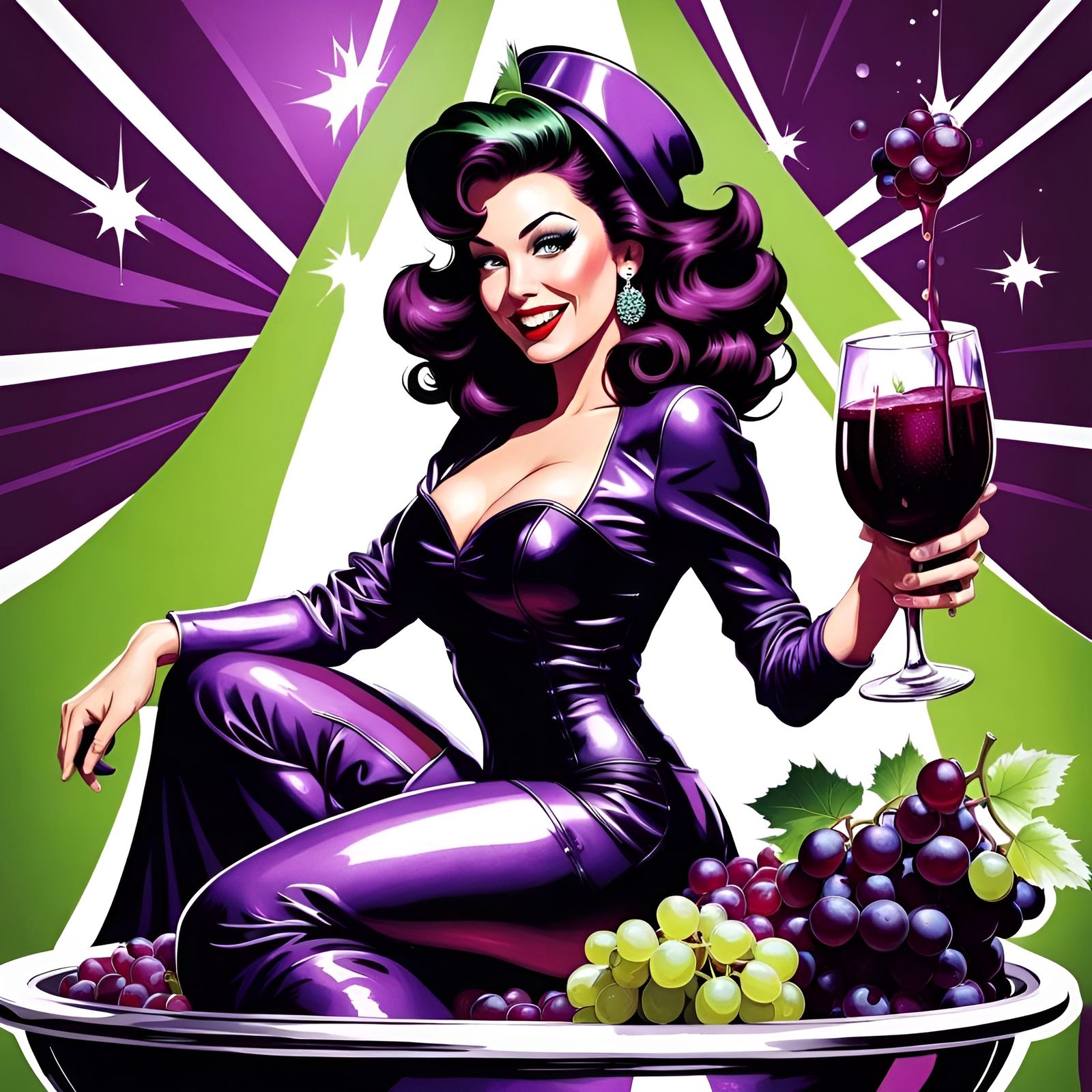 California Red Wine Pin-up Queen 🍷🍇💚 *2x*