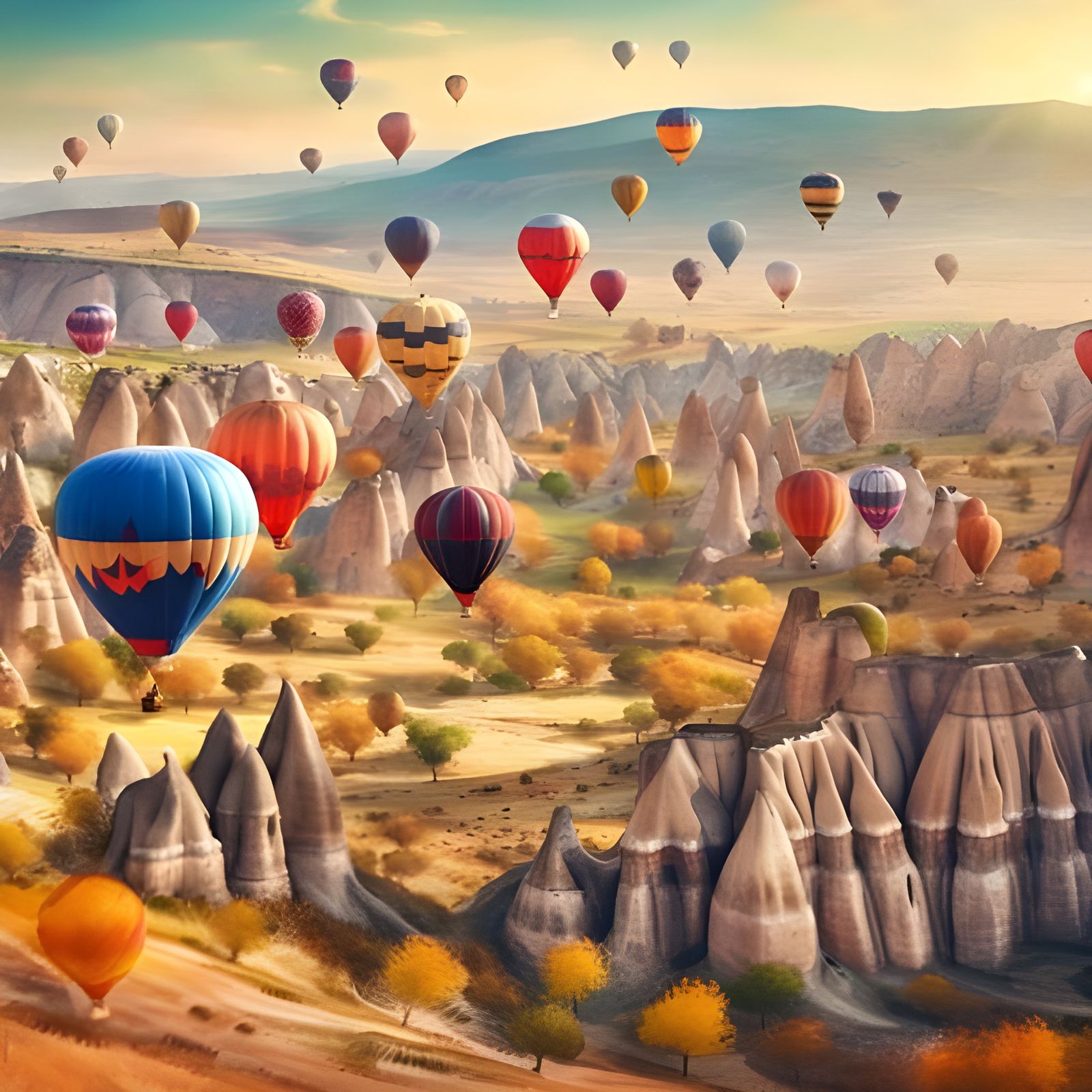 Hot Air Balloons Over Cappadocia, Turkey