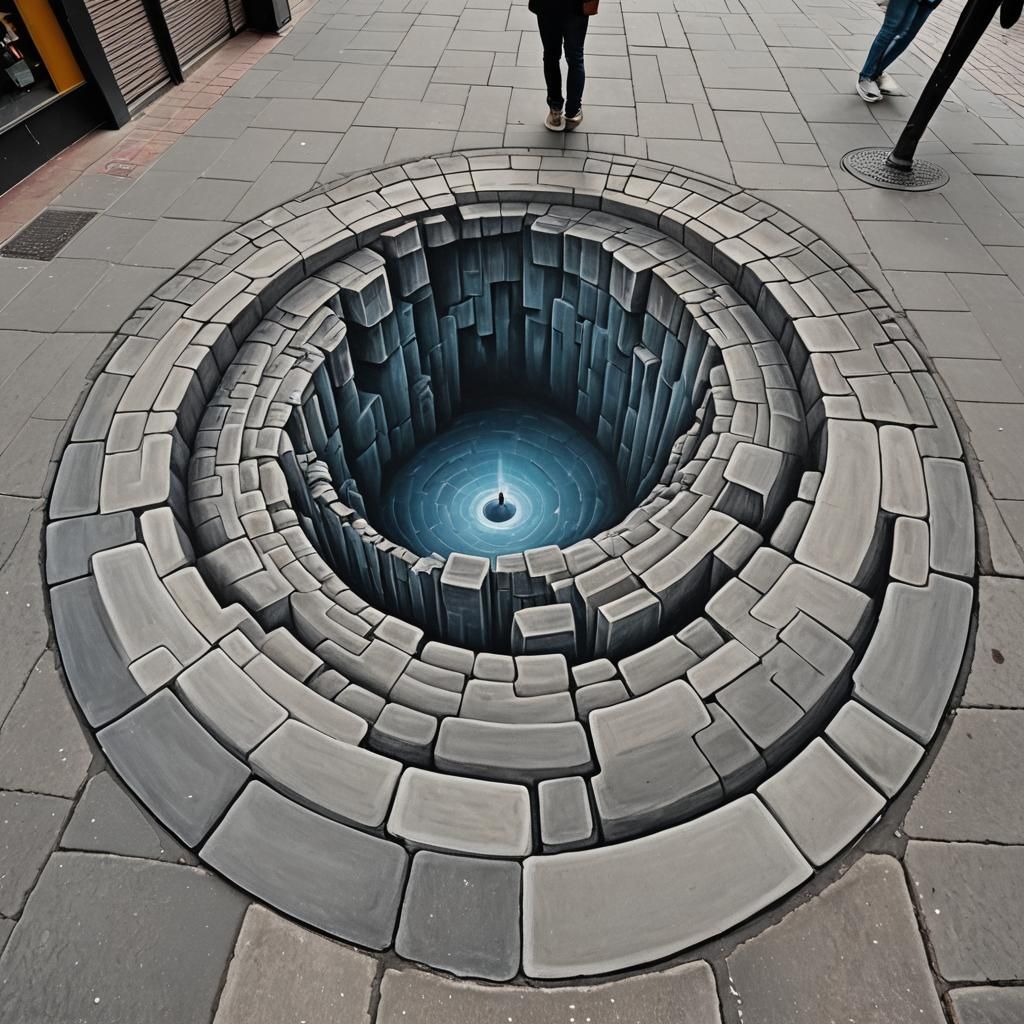 Optical Illusion: Bottomless Pit Chalk Art