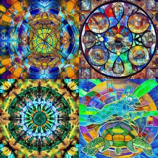 Vibrant Kaleidoscopic Raccoon Riding Turtle Amidst Colorful ...