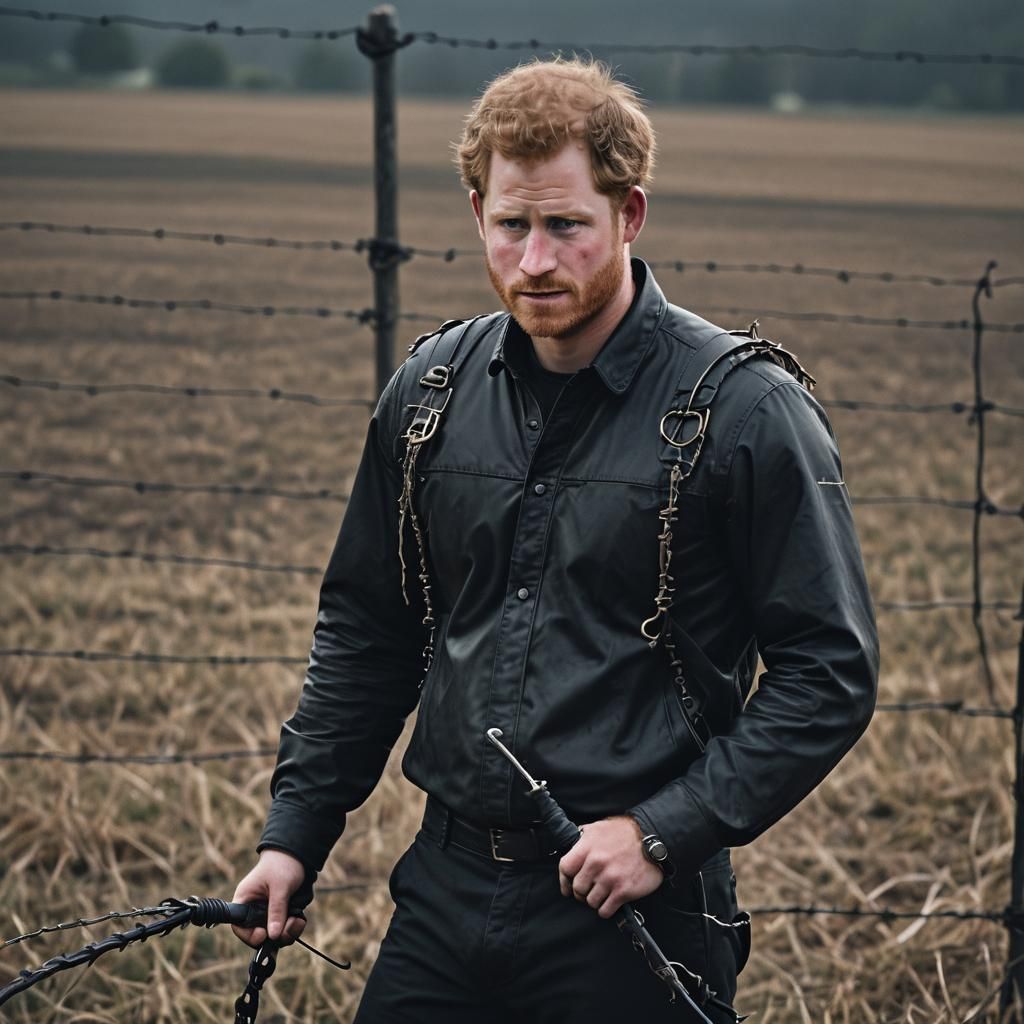 Dark Portrait with Leather Outfit and Whip