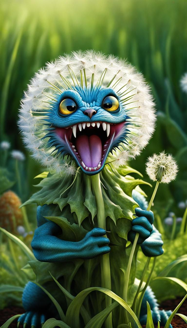 Dandelion Flower Fink Monsters Overtaking a Garden