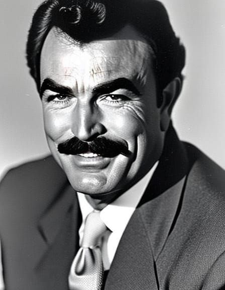 Ultrarealistic Young Tom Selleck Portrait