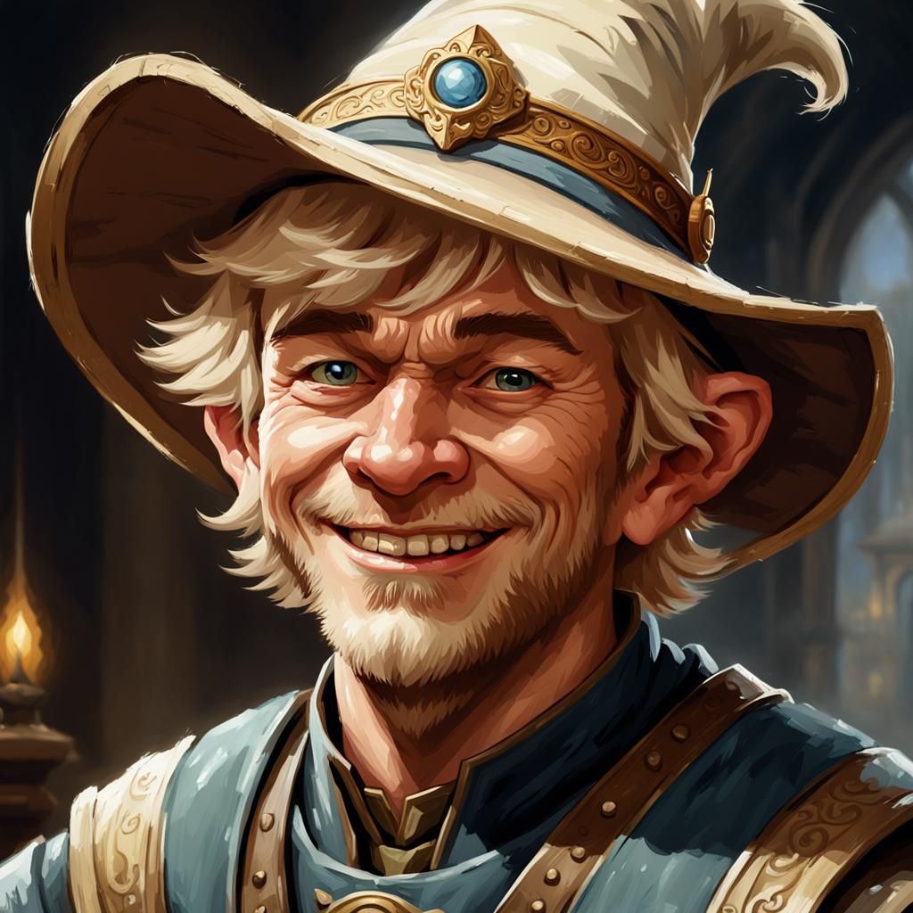 Halfling Wizard Portrait in Oil Painting Style