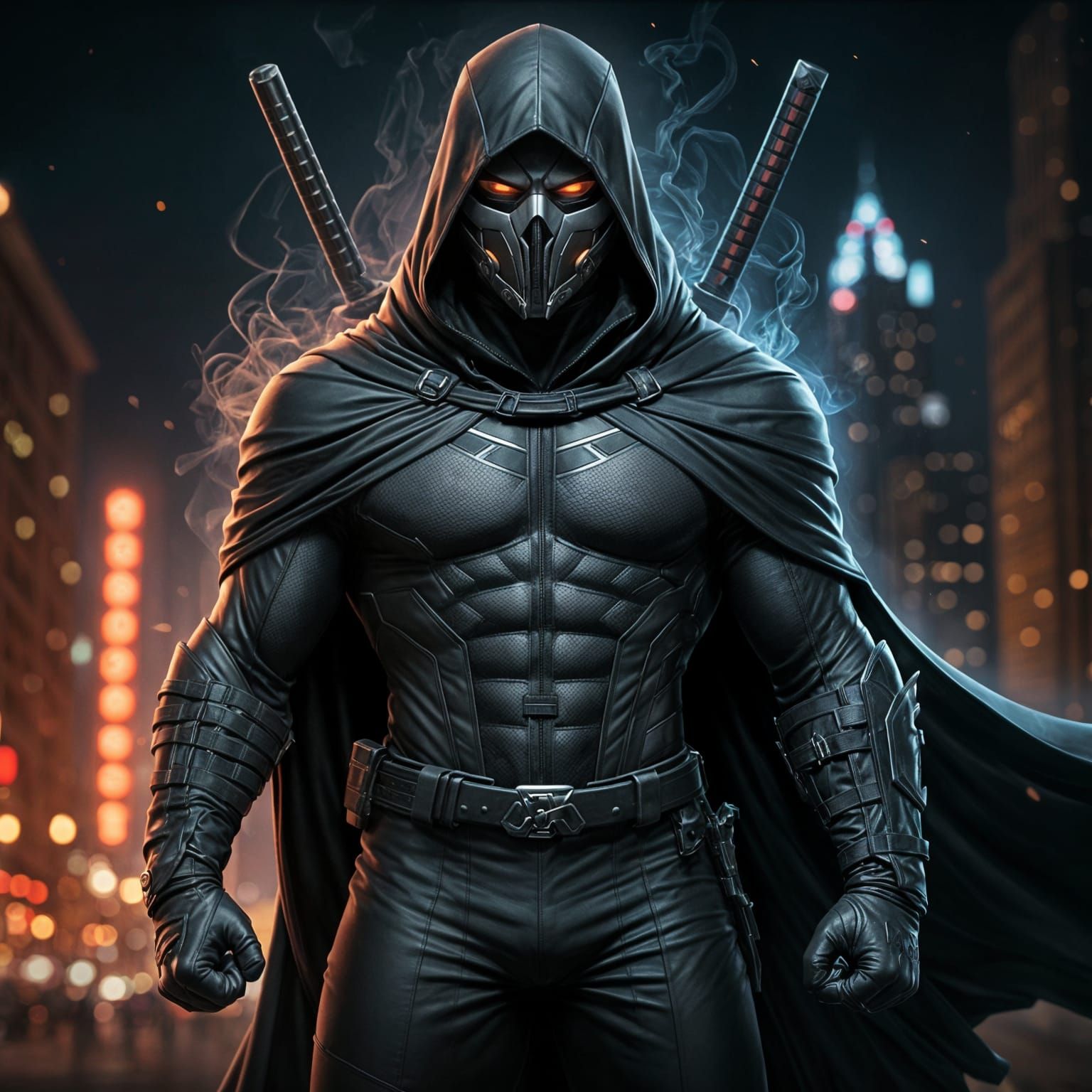 Vigilante in Skull Mask with Katana in Chicago