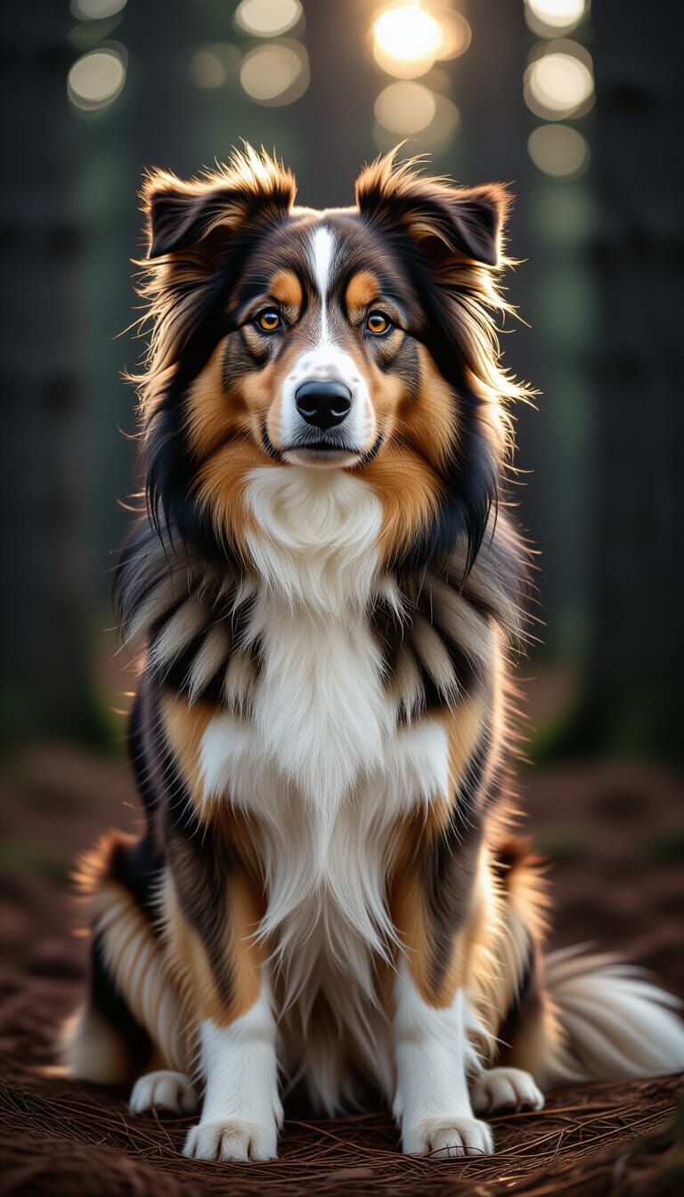 Cinematic Portrait of a Golden-Brown Mixed-Breed Dog