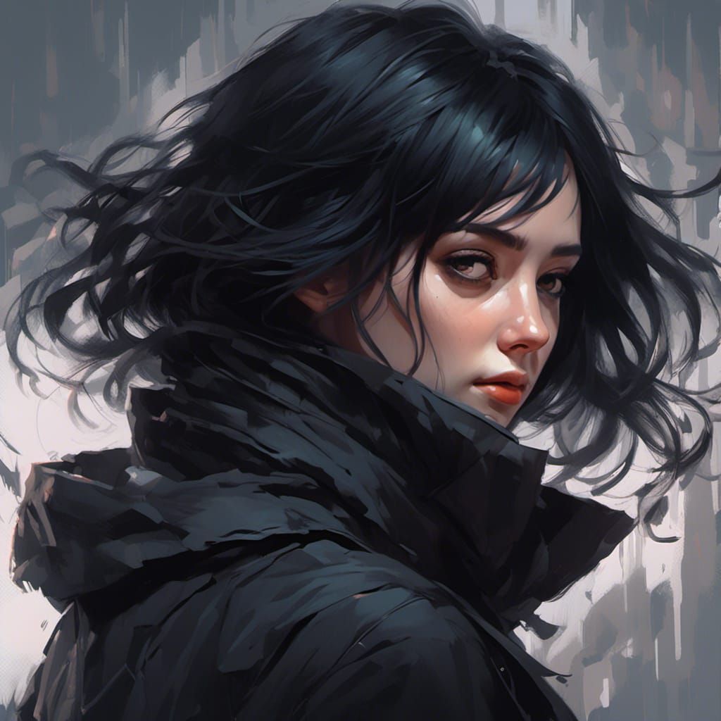 Mysterious Woman in Shadow, Hyperdetailed Digital Portrait