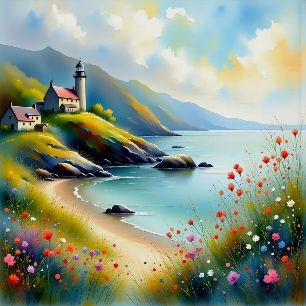 Serenity Coastline Seascape in Vibrant Colors