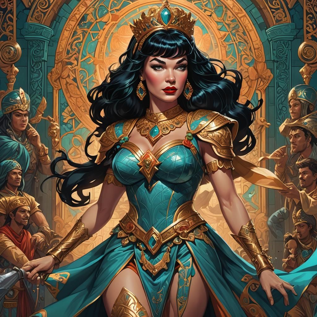 Bettie Page as Queen Esther: Comic Book Art