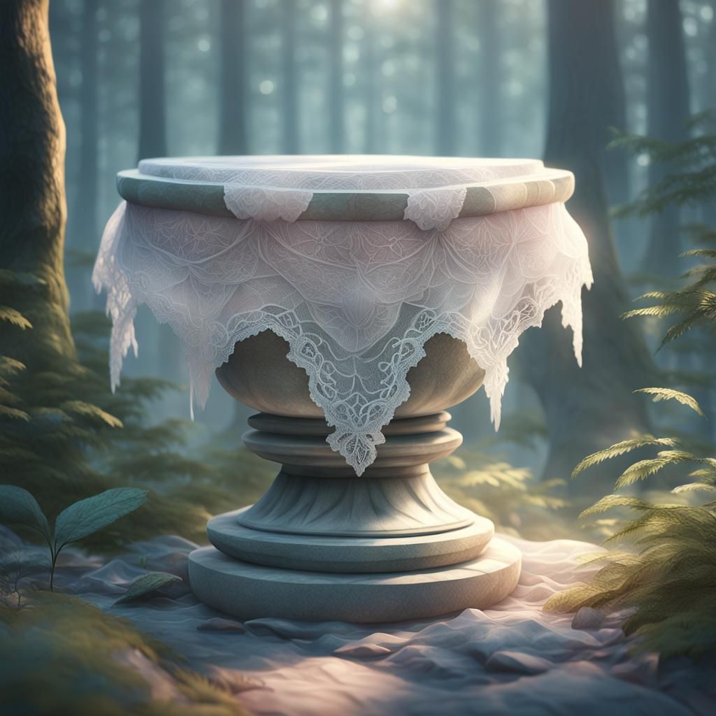 Anime Panties Still Life in Misty Forest