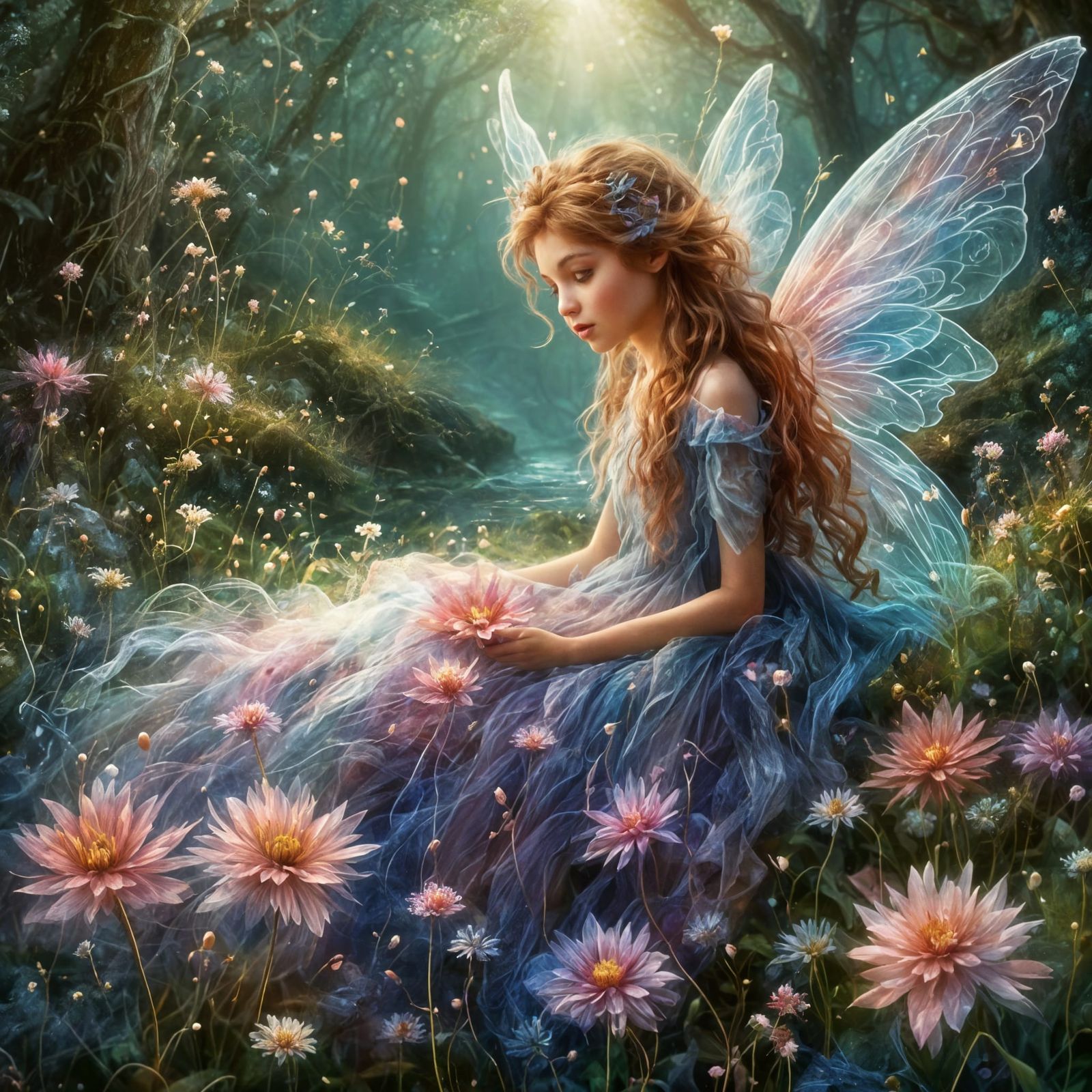 Ethereal Fairy Children in Forest Classroom