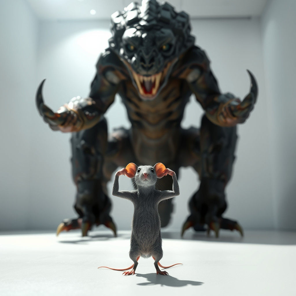 Epic Showdown: Colossal Creature vs. Tiny Mouse