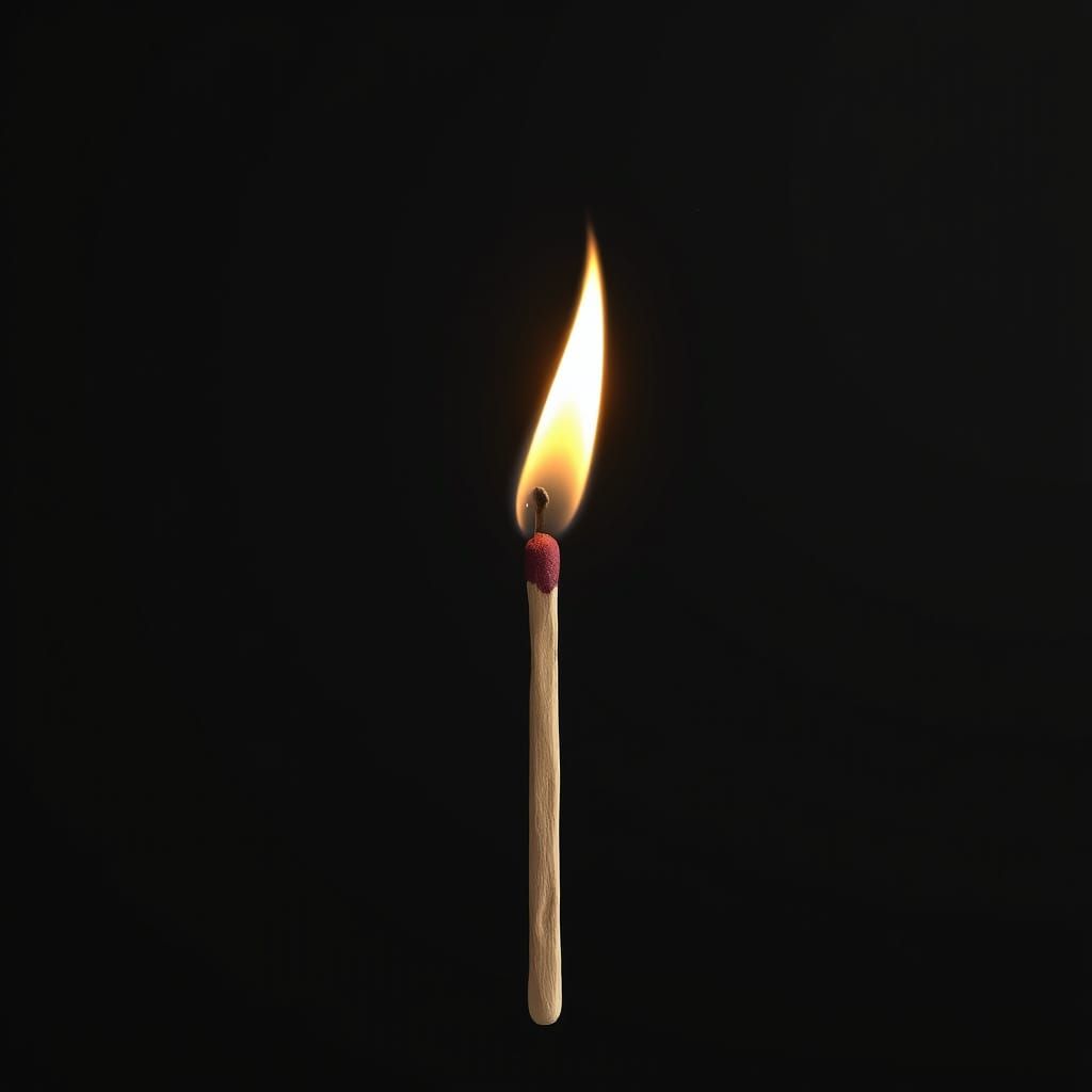 Golden Matchstick Illuminates the Darkness in a Minimalist 3...