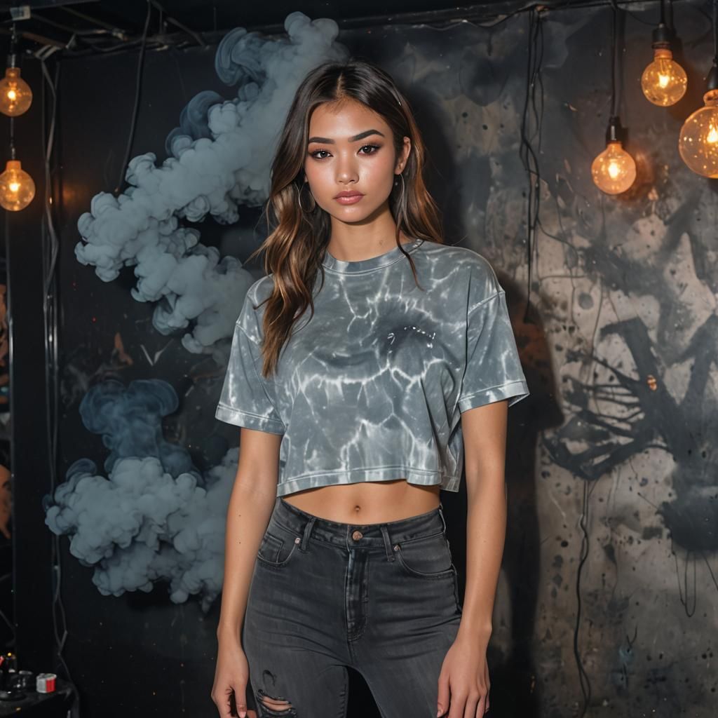 Girl in Smoky Nightclub with Airbrush Effect