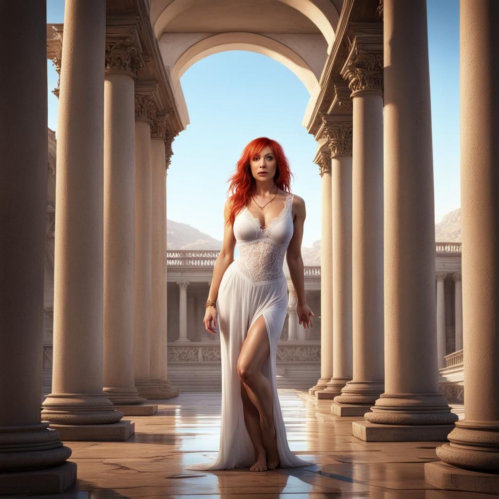 Kari Byron in Roman Colonnade: Detailed Matte Painting