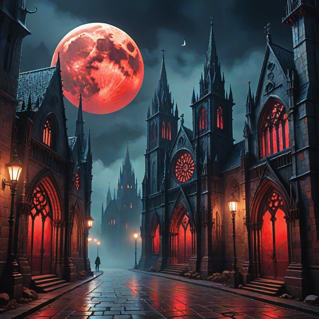 Gothic Cathedral City in Dark Fantasy Style