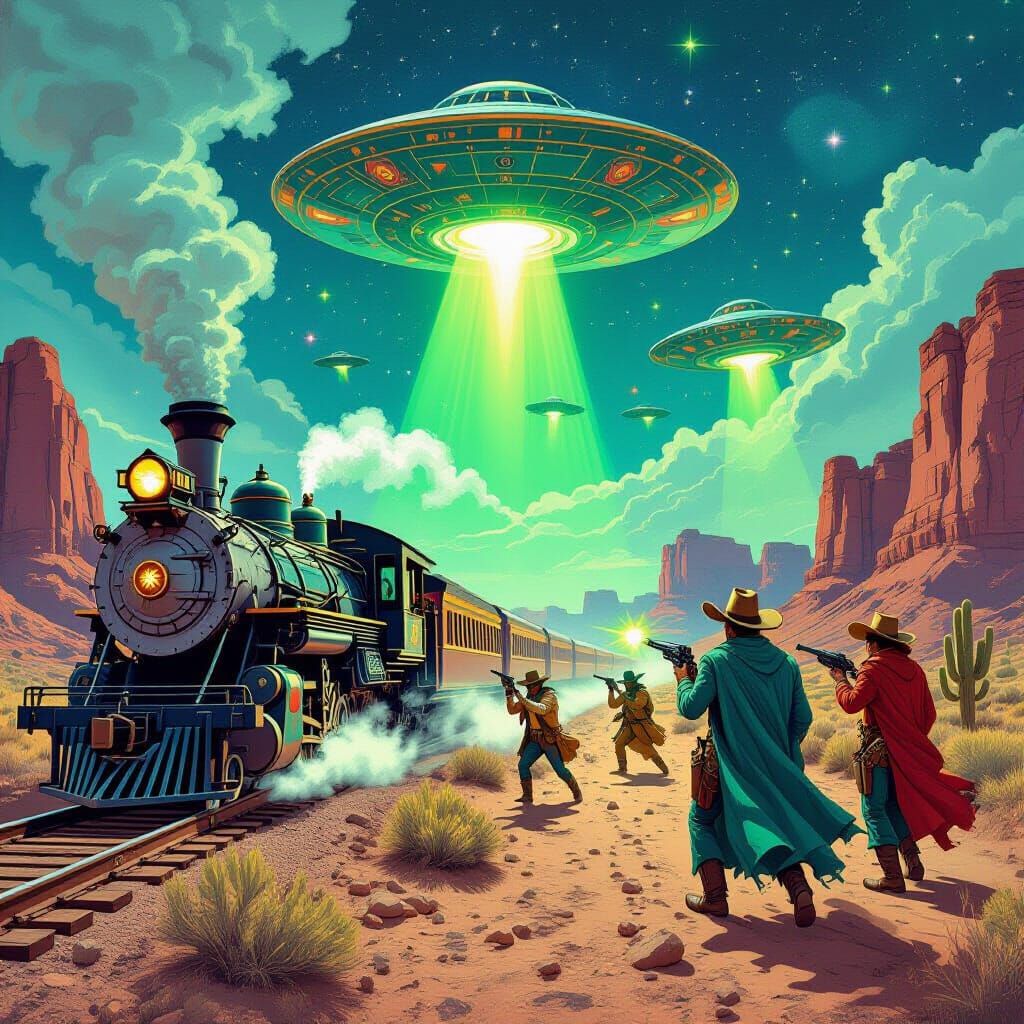 Wild West Train Robbery Meets Alien Invasion