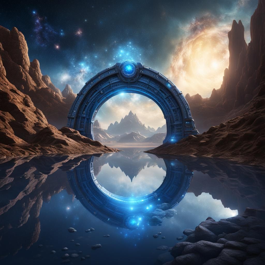 Nebula Stargate in Undulating Space: Fantasy Concept Art