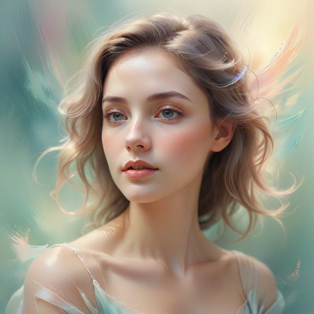 Ethereal Woman Portrait in Impressionistic Style