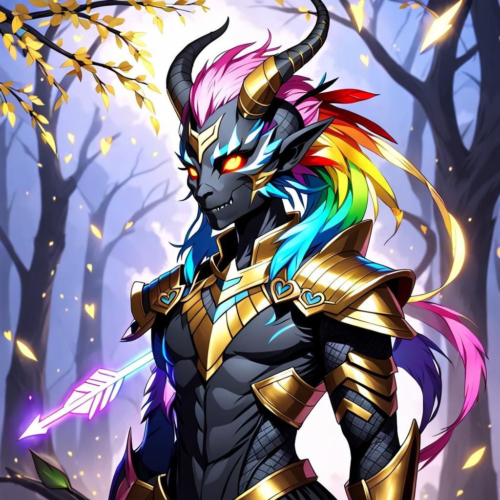 Dragonborn with Sakura Horns and Lightning Stripes