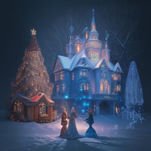 Magical Christmas Winter Wonderland in Mixed Media