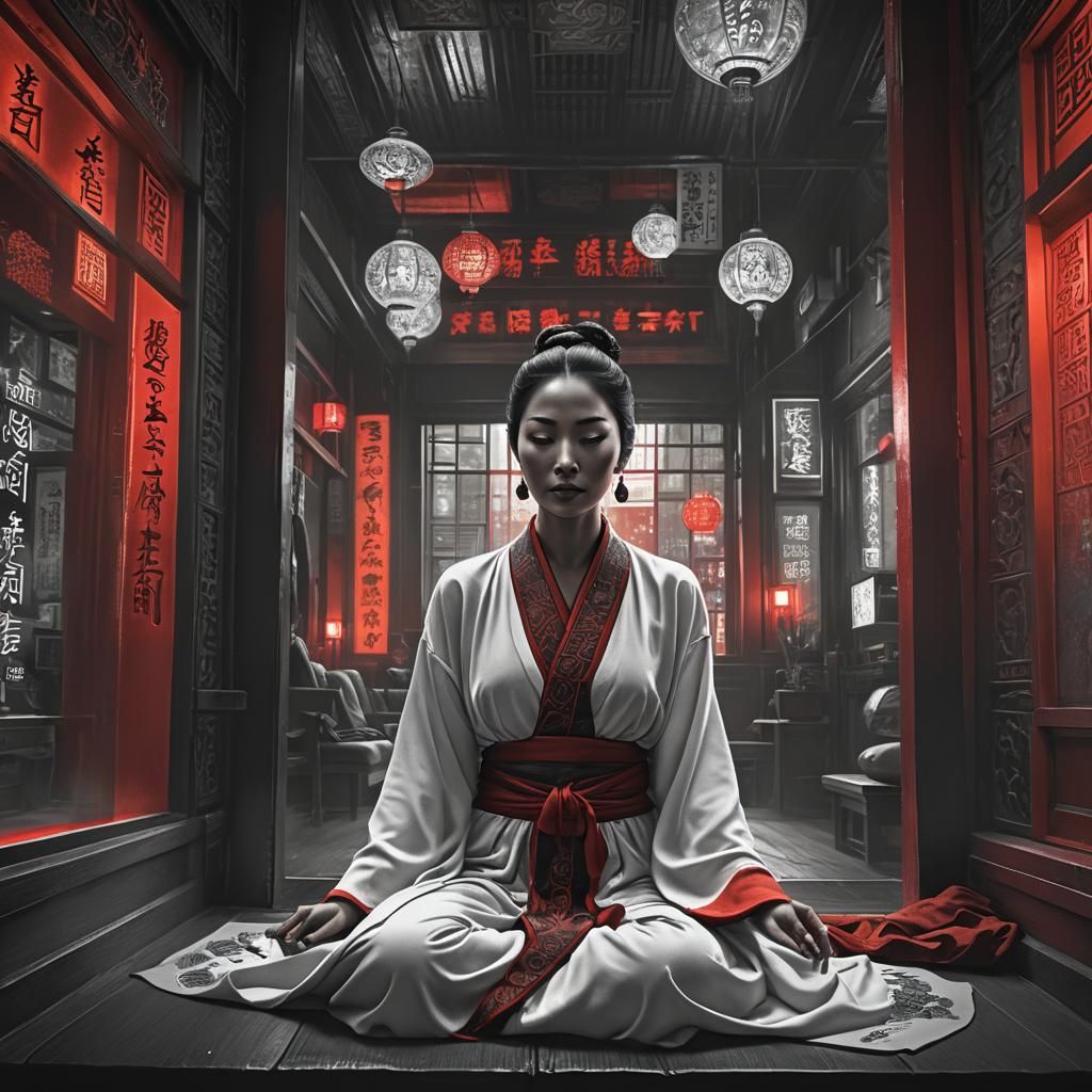 Meditating Yogi in Red Light District: Soul Energy