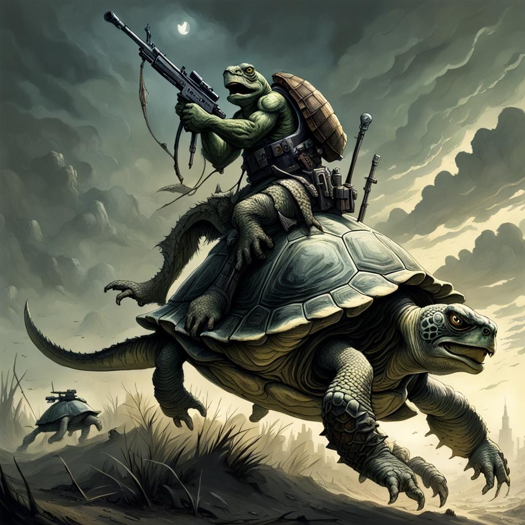Armored Turtle Monster with Goblin Rider