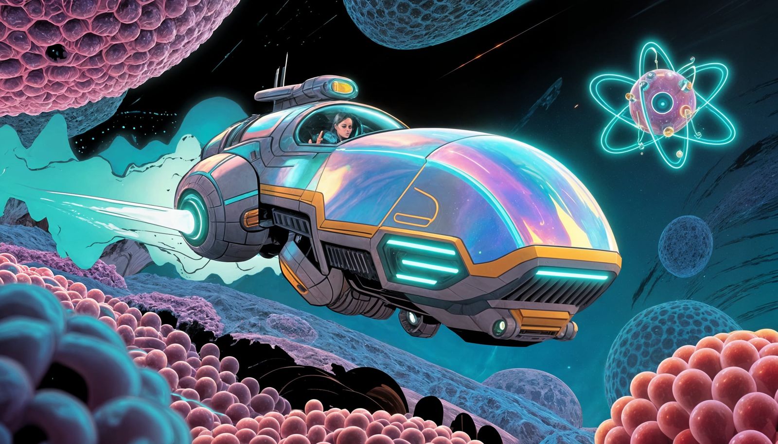 Sci-Fi Subatomic Vehicle in Microscopic Universe