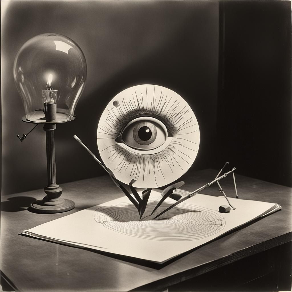 Surreal Rayograph Kiss in Childlike Style