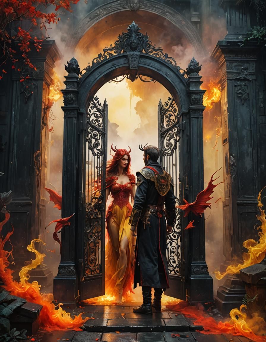 Paradise Gate: Angel and Devil, Digital Illustration