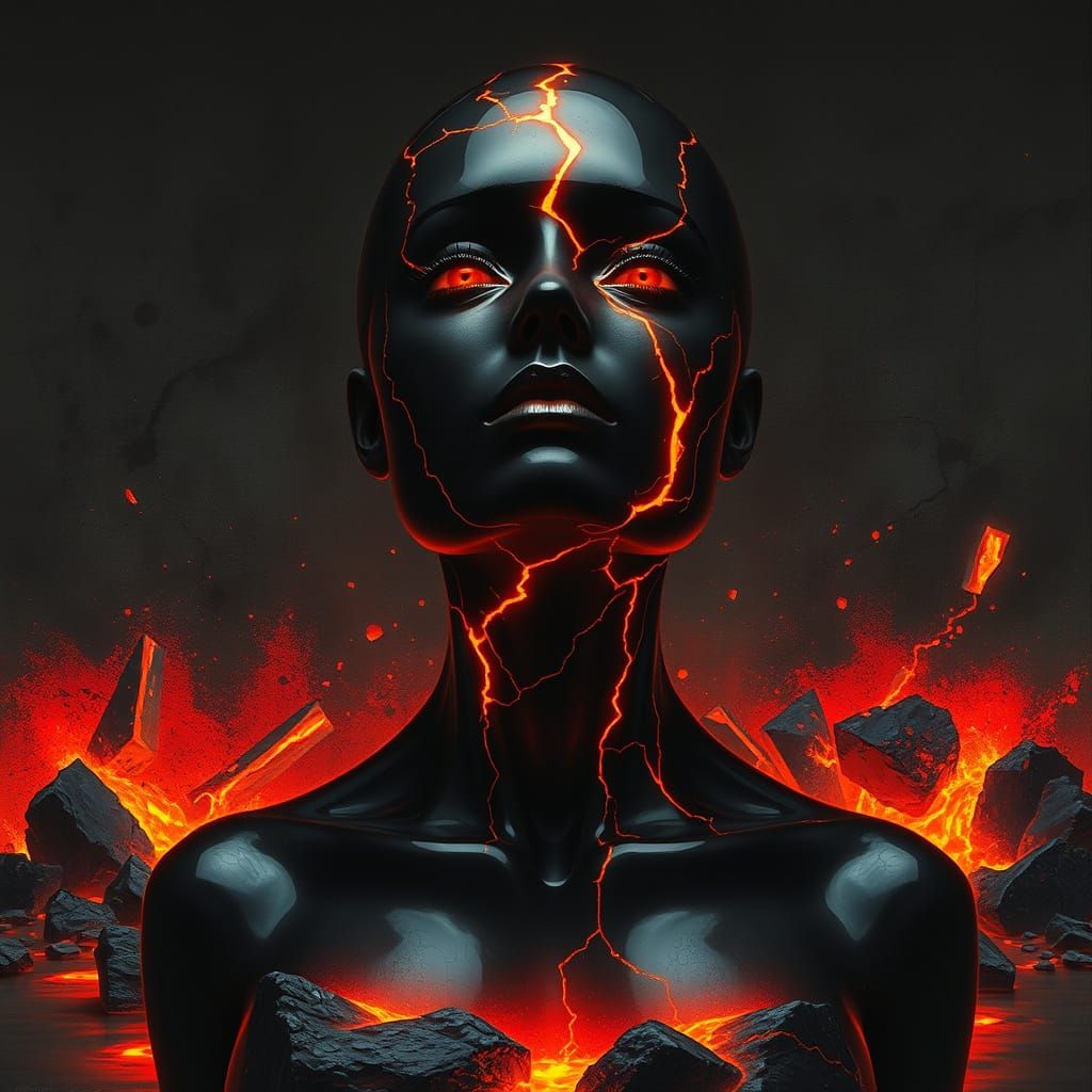 Obsidian Woman: A Biomechanical Apocalyptic Vision