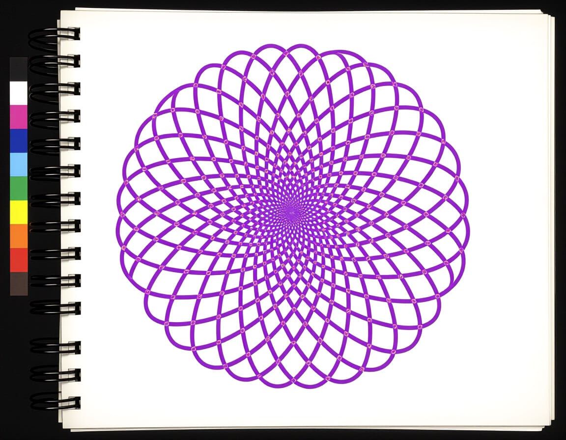 Colorful Spirograph Design in Purple and Pink