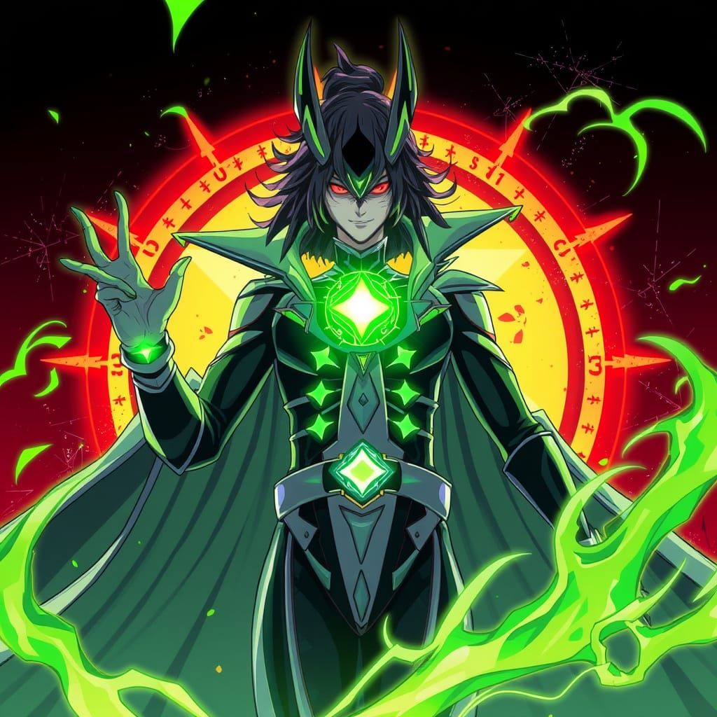 Anime Super Villain in Manga Style