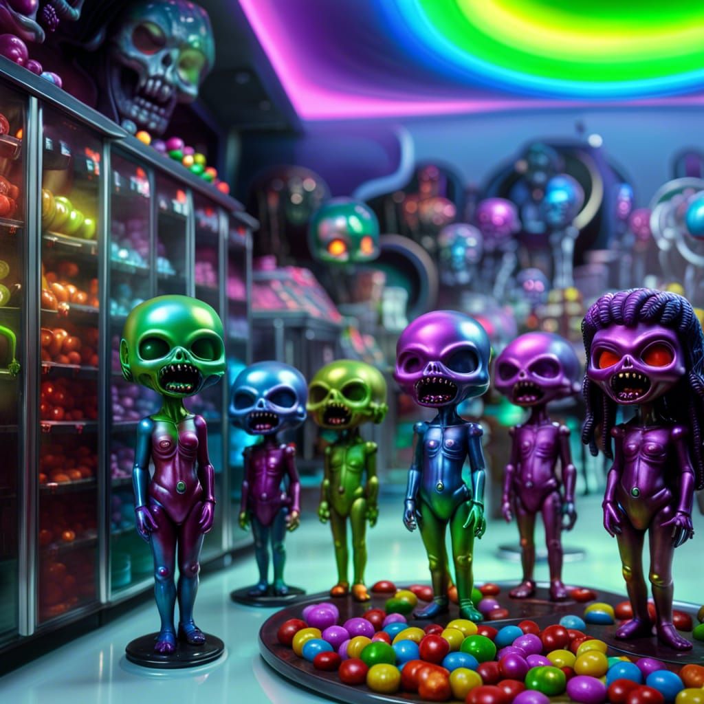 Chibi Zombies Invade Candy Store: Hyperrealistic 8K