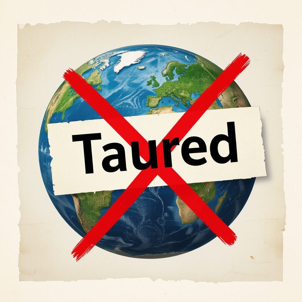 Globe Marked with Fictional Country Taured, Photo