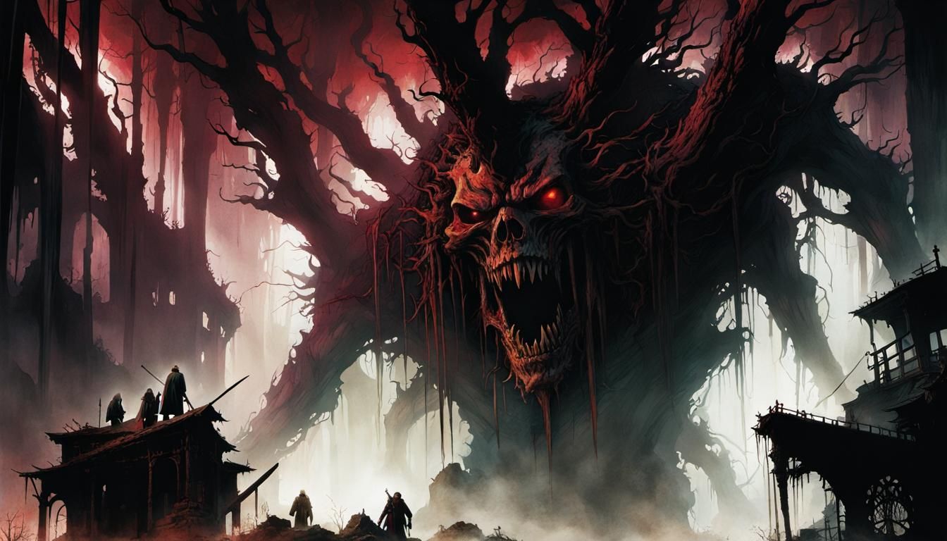 Entombed Horror Creature in Graphic Novel Style