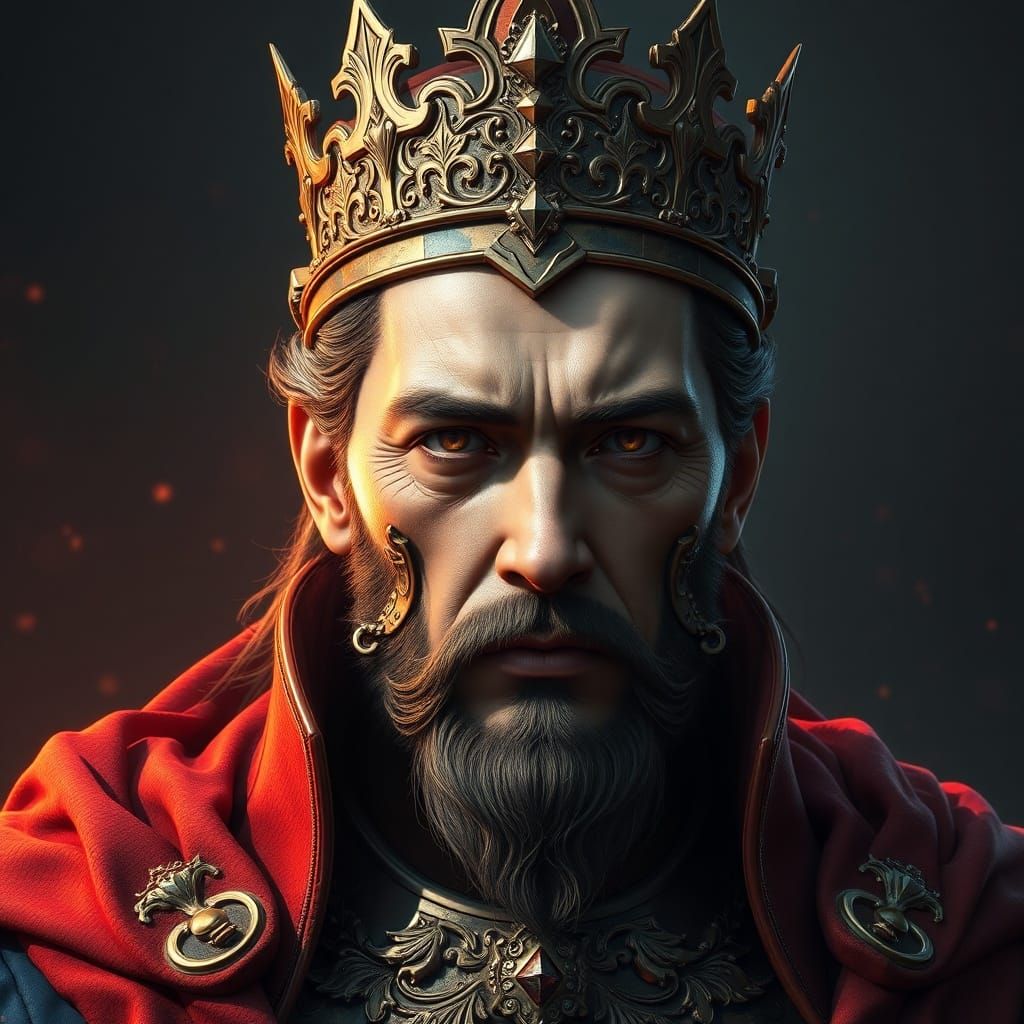 Regal Figure Portrait in Dynamic Lighting